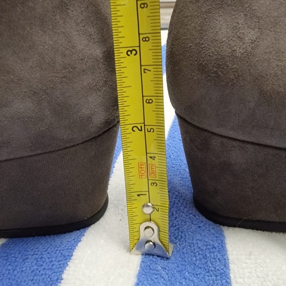 Gabor Dark Gray Suede Wedge Slip-On Shoes - Picture 5 of 7